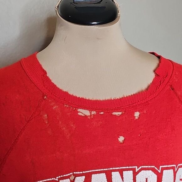 True Vintage Red Arkansas Razorbacks Crew Neck Sweatshirt Medium Large - Picture 3 of 12